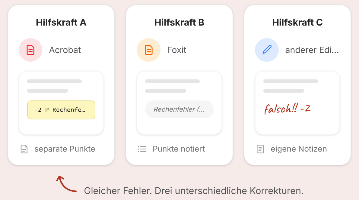 Uneinheitliche Korrektur im Team